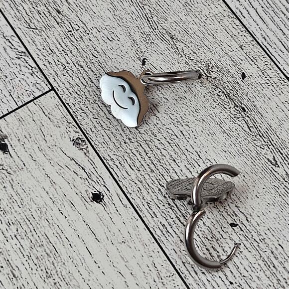 Happy Cloud Huggie Hoop Earring Stainless Steel Silver - Picture 2 of 6